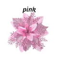 Fiore di stella di Natale artificiale rosa glitterato per decorazione dell'albero di Natale - 14cm / Rosa