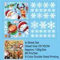 4-sheet set of Christmas window stickers with Santa, snowman and snowflake motifs - Santa Elf and Snowflake Combo (4 Sheets) / 80 Pieces