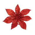 Sparkling red glitter artificial poinsettia flower head for Christmas tree decoration - 15cm Large / Red