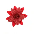 Scintillante fiore di Natale artificiale rosso glitterato per decorare l'albero festivo. - 7.5cm / Rosso