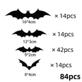 Set of 84pcs 3D black bat wall stickers in four different sizes for Halloween party decoration - Model 016 (84 Pcs)