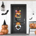 Decorative Halloween hanging door sign with pumpkins and ghosts for party porch decor - Pumpkin Ghost Style (3 Cards) / 1 Set