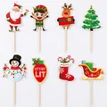 Lot de 8 décorations de gâteaux de Noël avec Père Noël, renne et bonhomme de neige - Small Cake Toppers (8 Pieces) / 8 Pièces/Paquet