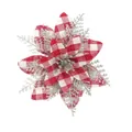 Red and white checkered artificial poinsettia with silver glitter accents for Christmas - Silver Glitter Decoration / 15cm / Red White Plaid
