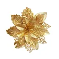 Fiore di poinsettia artificiale dorata con glitter per decorazione albero di Natale - Oro