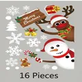 16-piece set of Christmas stickers featuring snowman, elk, and snowflakes - Snowman Style / 16 Pieces