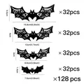 128er Set 3D Fledermaus Wandaufkleber in Schwarz für Halloween Deko, 4 verschiedene Größen. - Hohle Fledermaus / 128 Stück/Packung
