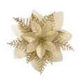 Glittery champagne gold artificial Christmas poinsettia flower ornament for tree - 15cm / Gold
