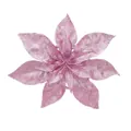 Sparkling pink glitter artificial poinsettia flower head for Christmas tree decoration - 15cm Large / Pink
