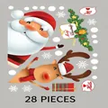 28-piece Christmas window sticker set featuring festive Santa and Reindeer designs - Santa Claus Style / 28 Pieces