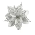 Decorative silver artificial poinsettia flower with glitter for Christmas tree ornaments - 15cm / Silver