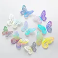 3D holographic hollow-out butterfly wall stickers for party and bedroom home decoration - Style K Iridescent Silver