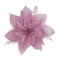 Sparkling pink glitter artificial poinsettia flower for festive Christmas tree decor - 15cm / Pink