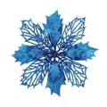 Glittery blue artificial Christmas flower decoration for tree and DIY holiday crafts - 15cm Flower Head / 1 Brush / Blue
