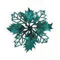 Sparkling green glitter Christmas flower decoration for tree ornaments and DIY handmade crafts - 9cm Flower Head / 1 Brush / Dark Green