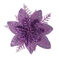 Decorative purple glitter poinsettia artificial flower for Christmas tree ornament - 15cm / Purple