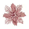 Elegant rose gold glitter artificial Christmas flower for DIY holiday tree decorations - 15cm Flower Head / 1 Brush / Rose Gold