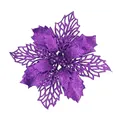 Sparkling purple glitter artificial poinsettia flower for Christmas tree decoration DIY crafts - 24cm Flower Head / 1 Brush / Purple