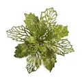 Sparkling green glitter artificial flower for Christmas tree DIY holiday decoration - 9cm Flower Head / 1 Brush / Light Green