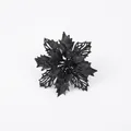 Elegant black glitter artificial Christmas flower for DIY festive tree decoration - 9cm Flower Head / 1 Brush / Black