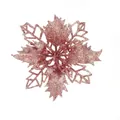 Sparkling rose gold glitter artificial Christmas flower for holiday tree decoration - 9cm Flower Head / 1 Brush / Rose Gold