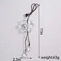 Detailed view of crystal flower car charm with dimensions 28cm height and 6cm width - Style E Transparent White Maple Leaf Double Layer Flower / Bag Packaging