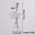 Detailed view of crystal five-leaf flower car hanging ornament showing size and weight - Style A Transparent White Horse Eye Double Layer Flower / Bag Packaging