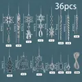 Juego completo de 36 adornos navideños transparentes con tallas y cantidades detalladas - Juego de 36 Piezas / Transparente