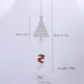 Detailed view of the Christmas tree suncatcher showing crystal ball and dimensions - Christmas Tree Type C / 39cm