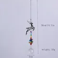 Detailed view of 36cm rainbow crystal suncatcher with reindeer and prism beads - Elk