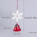 Detailed view of silver snowflake and red bell Christmas tree ornament with measurements - 1 Piece / Alloy Snowflake Style 6