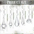 Diferentes tamaños de colgantes de cuentas de cristal octogonales para decoración navideña - Juego Mezclado de 5 Estilos (10 Piezas/Estilo) / 50 Piezas / Transparente
