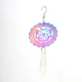 Macro view of 3D iridescent butterfly wind spinner featuring faceted crystal prism - As Shown / 5cm Rainbow Butterfly + 55mm AB Crystal