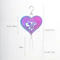 Detailed view of iridescent heart sun catcher with dimensions and crystal pendant. - As Shown / 5cm Rainbow Hollow Heart + 55mm AB Crystal