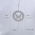 3D butterfly stainless steel wind spinner with crystal pendant and dimensions shown - Stainless Steel Hollow Butterfly