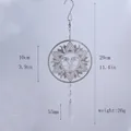 Size detail showing dimensions of 3D mandala sun catcher with crystal pendant - Stainless Steel Sun