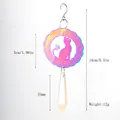 Detailed dimension map of an iridescent stainless steel cat wind chime with a crystal drop pendant - As Shown / 5cm Rainbow Cat + 55mm AB Crystal