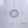 Detail of 10cm stainless steel mandala wind spinner with crystal pendant and dimensions. - Stainless Steel Hollow Evil Eye