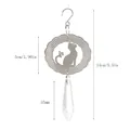 Carillon éolien chat 3D en inox avec pendentif en cristal dimensions et poids détaillés - Comme indiqué / 5cm Chat Argent + 55mm Cristal Clair