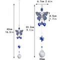 Detailed view of dimensions for the butterfly evil eye crystal suncatcher pendant - Butterfly Evil Eye