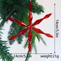 Ornamento natalizio a fiocco di neve rosso con dettagli su dimensioni e peso del decoro. - Fiocco di Neve Rosso Stile A