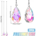Detailed size chart for 2pcs AB color crystal suncatcher pendants with full dimensions - 5cmx2.9cm Pendant / 2pcs Grid Pattern Crystal Pendants