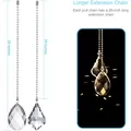 Close-up detail of 20-inch clear crystal suncatcher pull chains with dimensions - 2-Piece Set (Transparent White Grid + Maple Leaf)