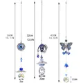 Set of 3 blue evil eye crystal suncatchers showing dimensions for outdoor decor - Set Evil Eye