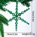 Addobbo per albero di Natale a fiocco di neve con perle verdi e peso reale - Fiocco di Neve Verde Stile C