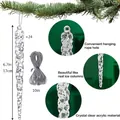 Vista detallada de 24 adornos navideños de carámbanos de acrílico de 17 cm - Colgante de Carámbano Retorcido (307) / Juego de 24 Piezas (17cm) / Transparente (Con Hilo de Plata 10m)
