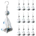 Detailed view of a 12-piece set of faceted crystal glass suncatcher prisms for decor - Christmas Tree Charm / Set of 12