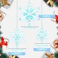 Detailed view of 35pcs blue acrylic snowflake ornaments showing specific sizes and quantities - 35 Pieces/Pack / Blue