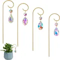 Set of 4 decorative crystal suncatchers for indoor potted plants with golden hooks - 4 Pieces / Gold