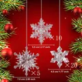 Set of 35 acrylic snowflake ornaments in three sizes for Christmas tree decor - 35 Pieces/Pack / Clear White